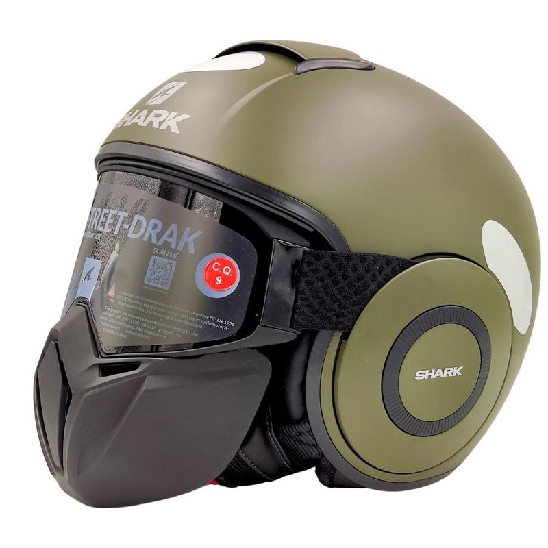 Capacete shark street drak blank mat green militar queixeira